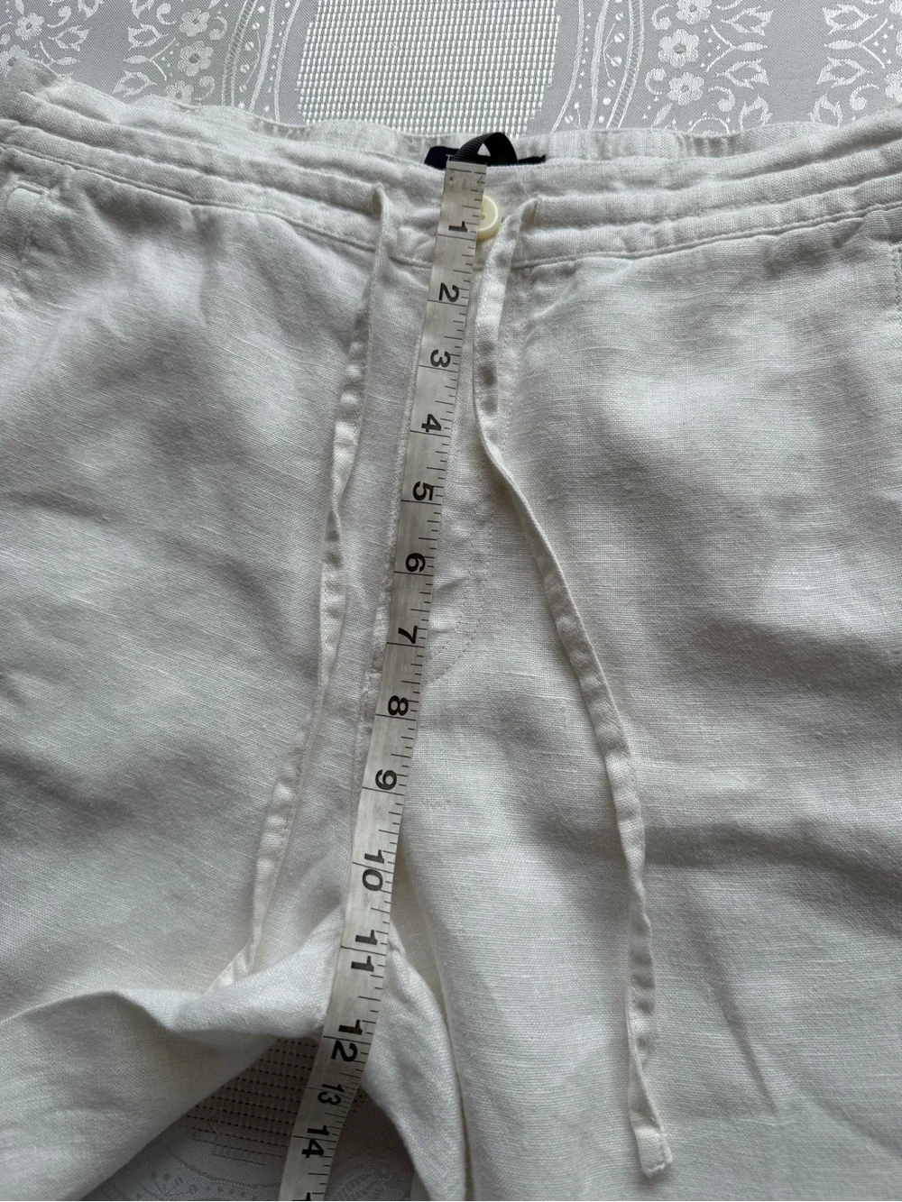 BLUE Saks Fifth Avenue White 100% Linen Casual Pants Elastic Waist Men’s Size 32